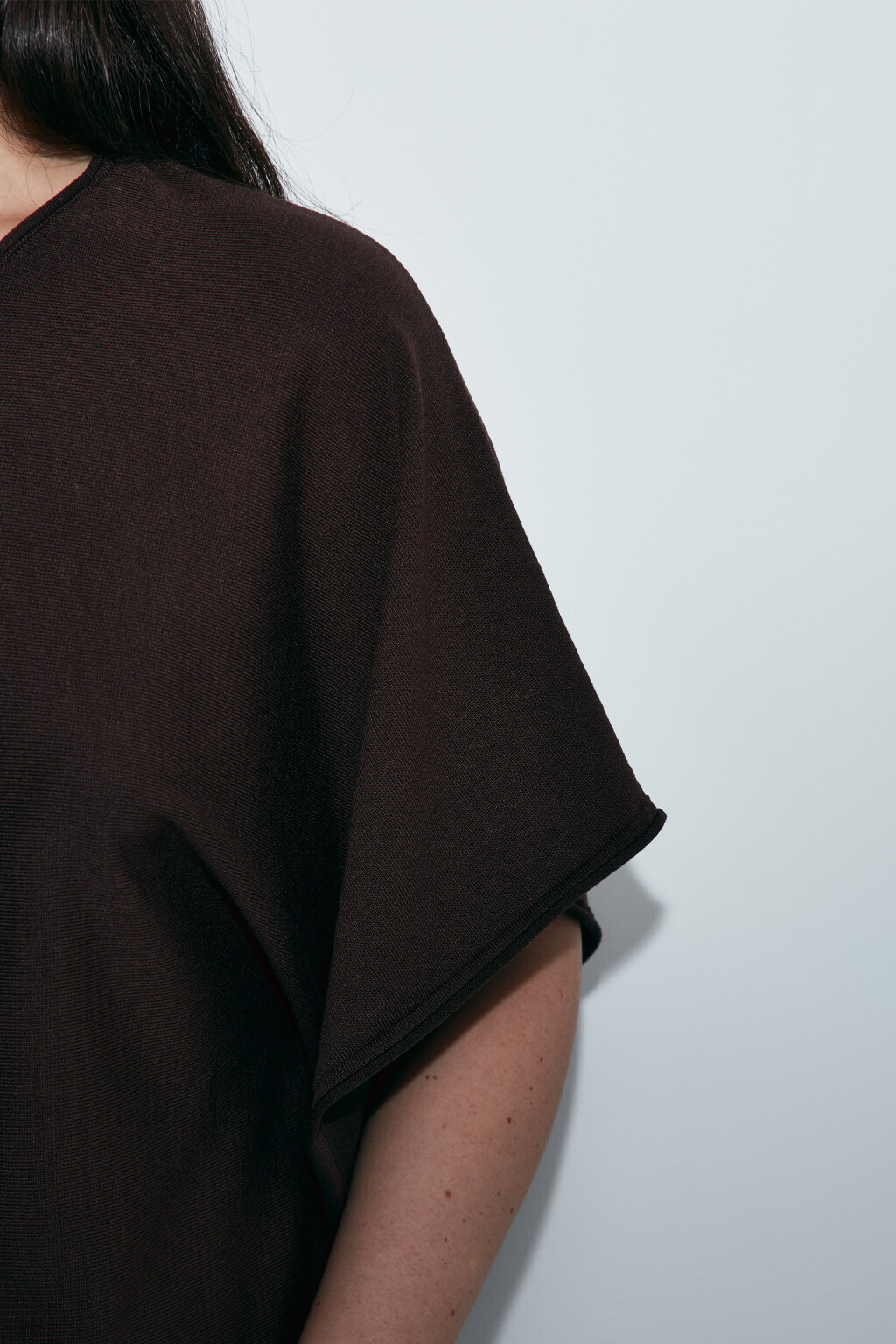 Джемпер вязаный вискозный с объемными рукавами - цвет коричневый - 7