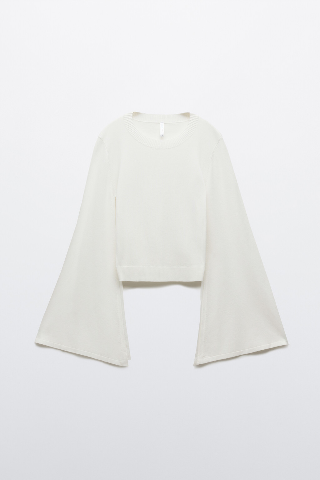 Джемпер вязаный с расклешенными рукавами - цвет молочный - 1