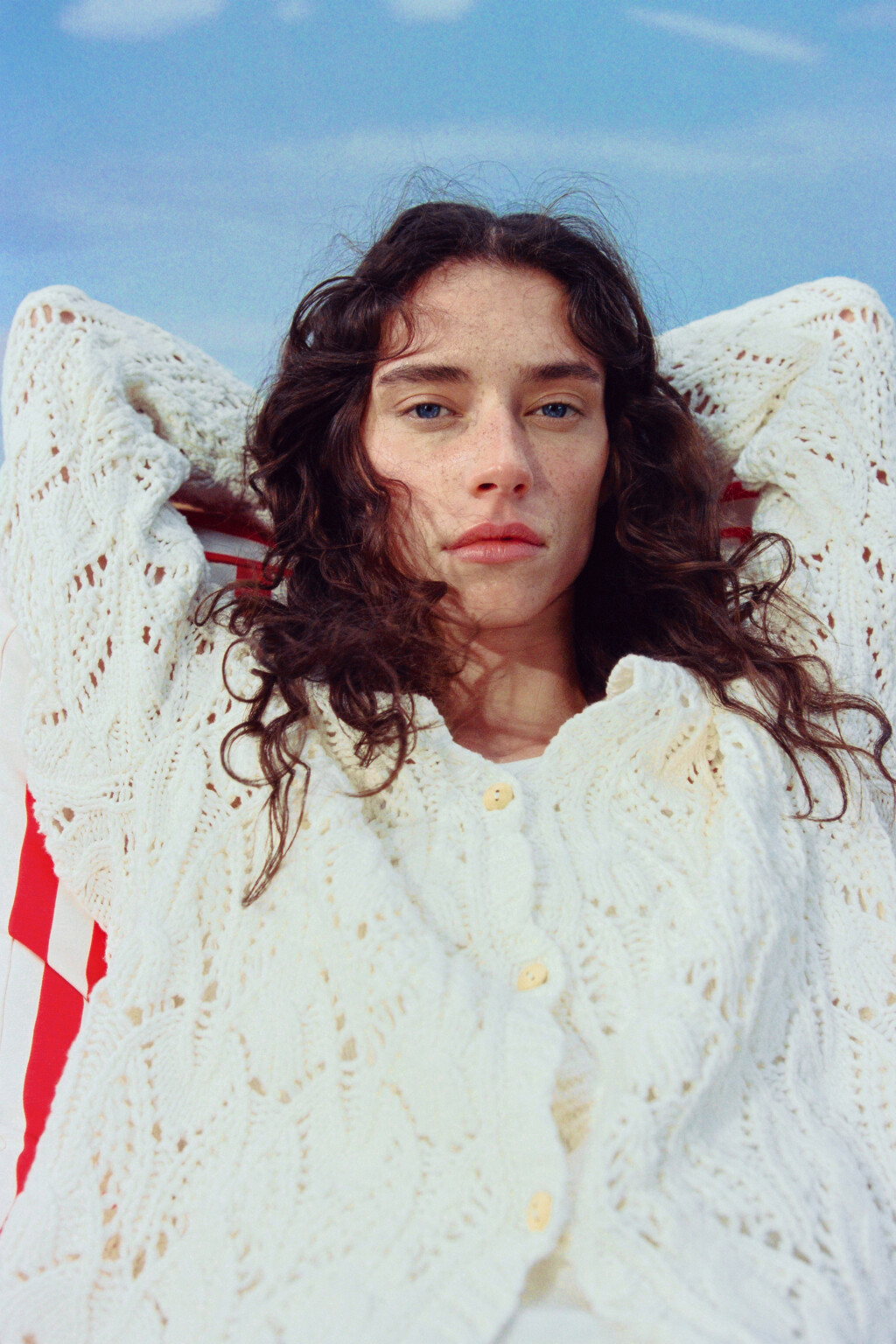 Кардиган кроше ажурный - цвет молочный - 1