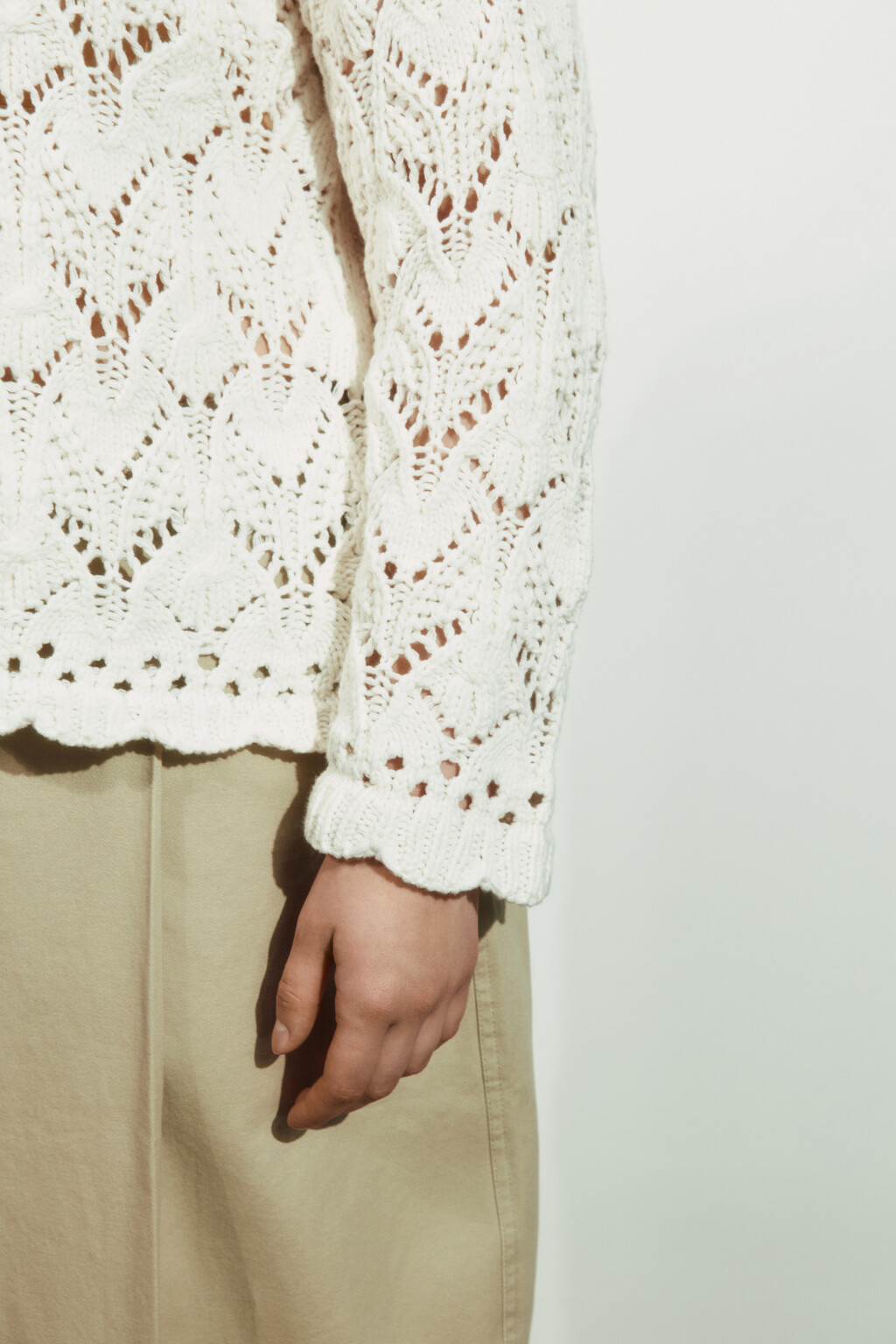 Кардиган крупной вязки ажурный - цвет молочный - 7