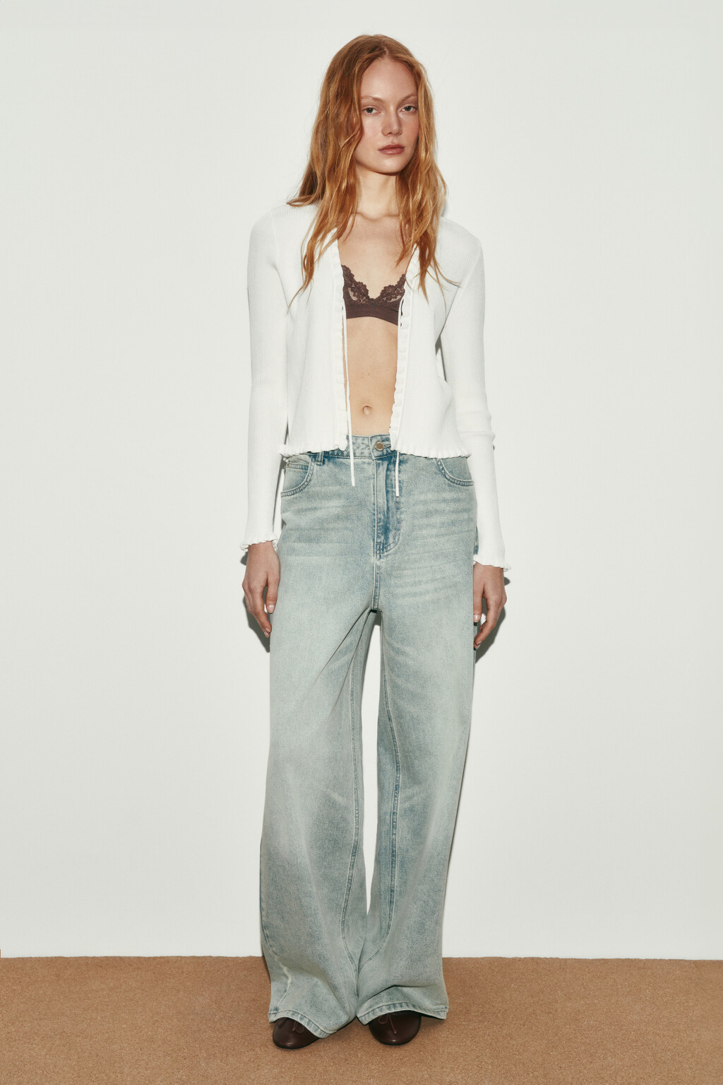 Кардиган вязаный полуприлегающий в рубчик - цвет молочный - 4