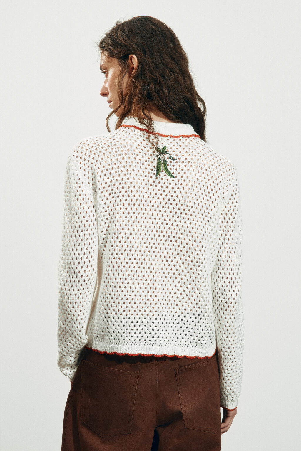 Кардиган вязаный с отложным воротником - цвет молочный - 3