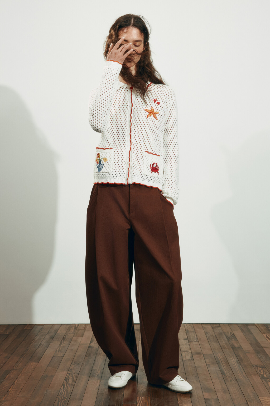 Кардиган вязаный с отложным воротником - цвет молочный - 4