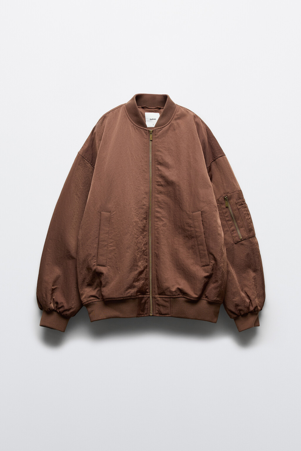 Куртка-бомбер свободная без капюшона - цвет коричневый - 1