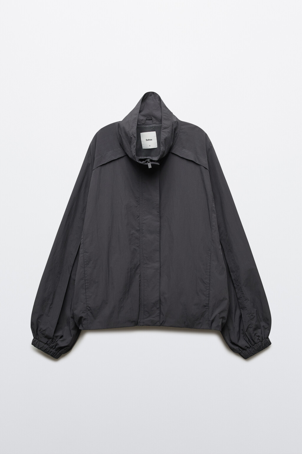 Куртка-ветровка с воротником-стойкой - цвет серый - 1