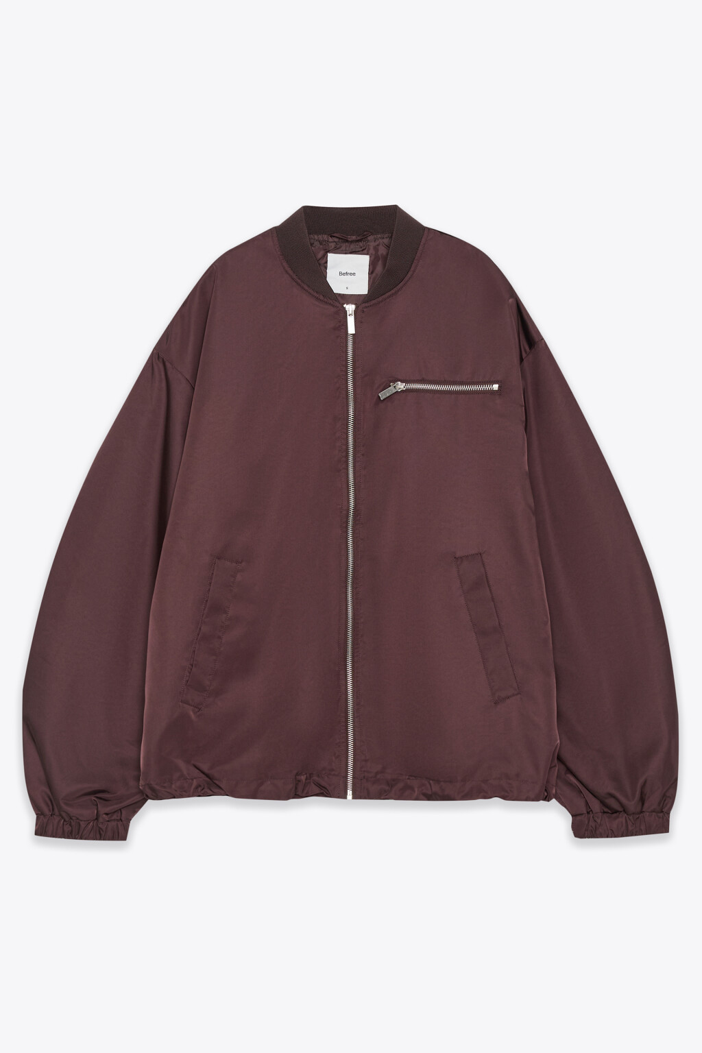 Куртка-бомбер атласная с воротником-стойкой - цвет коричневый - 1