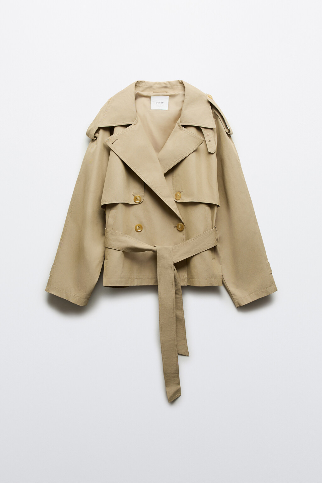 Плащ-тренчкот укороченный с пелериной - цвет коричневый - 9