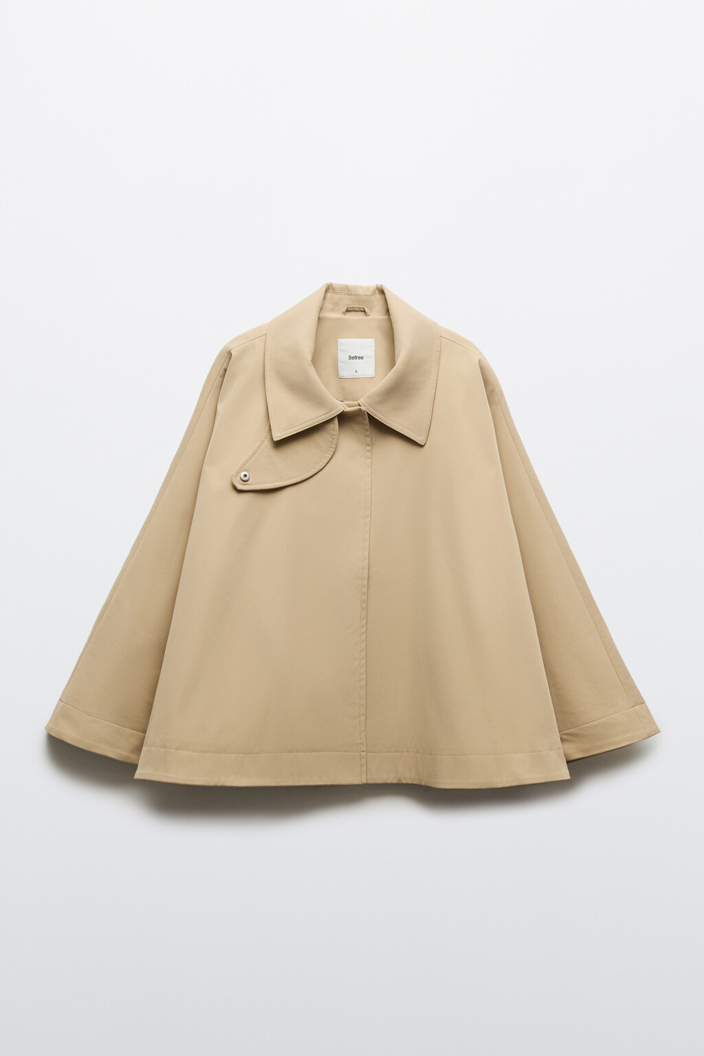 Кейп укороченный с отложным воротником - цвет бежевый - 8