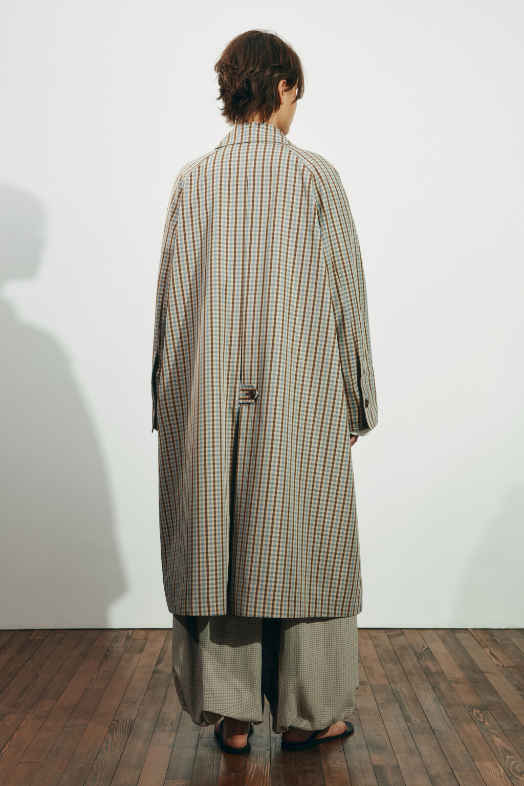 Плащ в клетку с отложным воротником - цвет мультиколор - 4