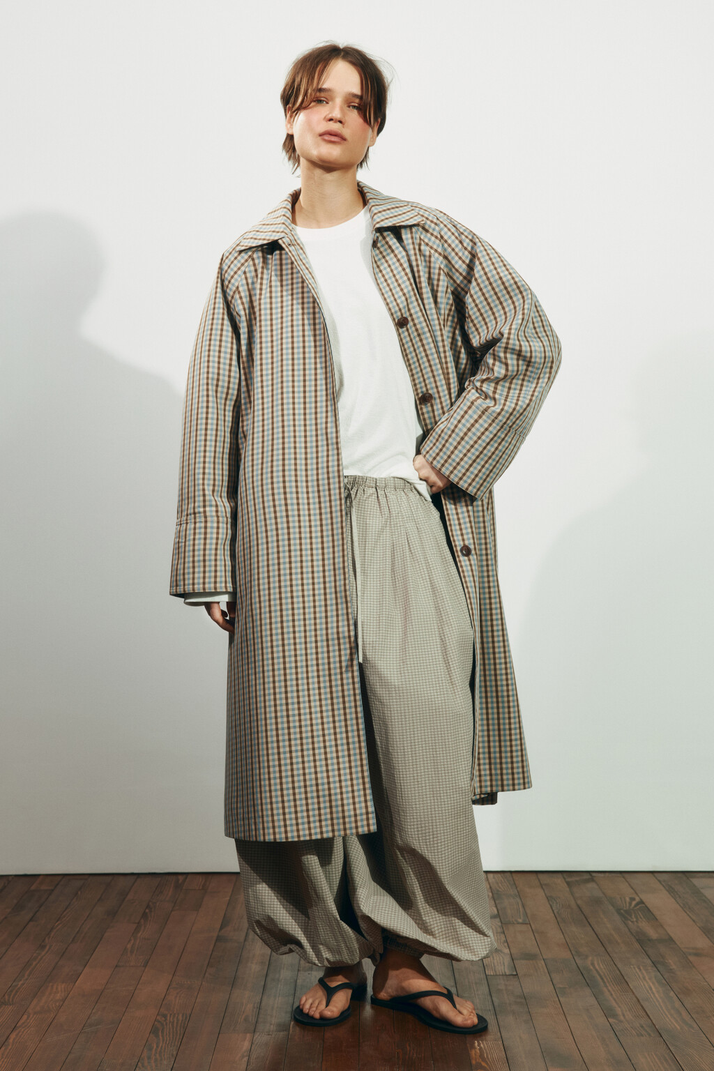 Плащ в клетку с отложным воротником - цвет мультиколор - 5