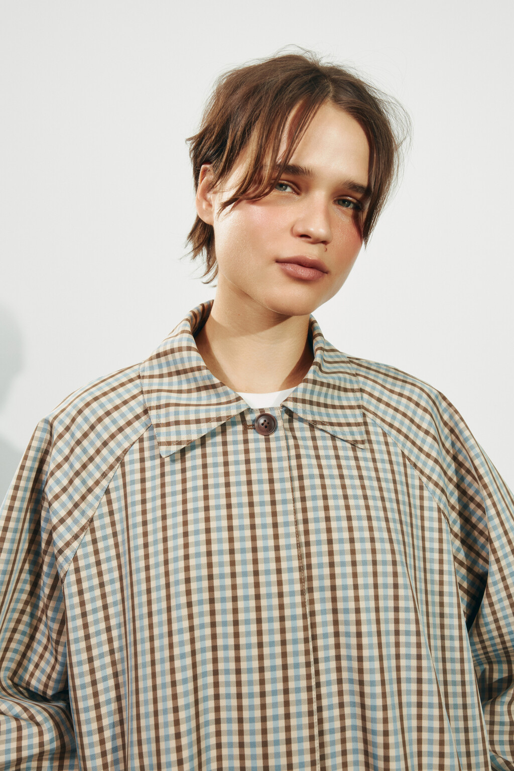 Плащ в клетку с отложным воротником - цвет мультиколор - 7