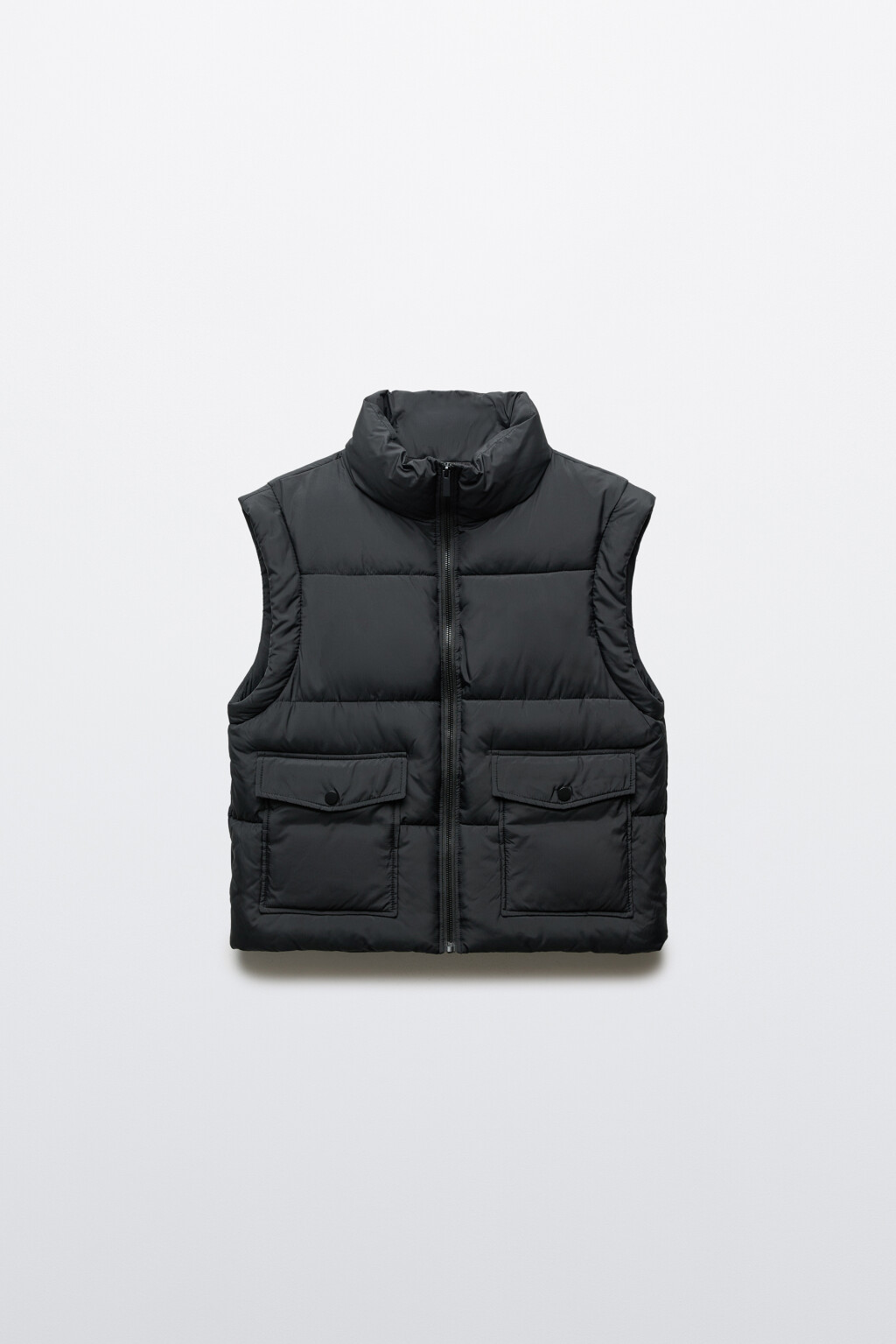Жилет стеганый утепленный с воротником-стойкой - цвет черный - 1