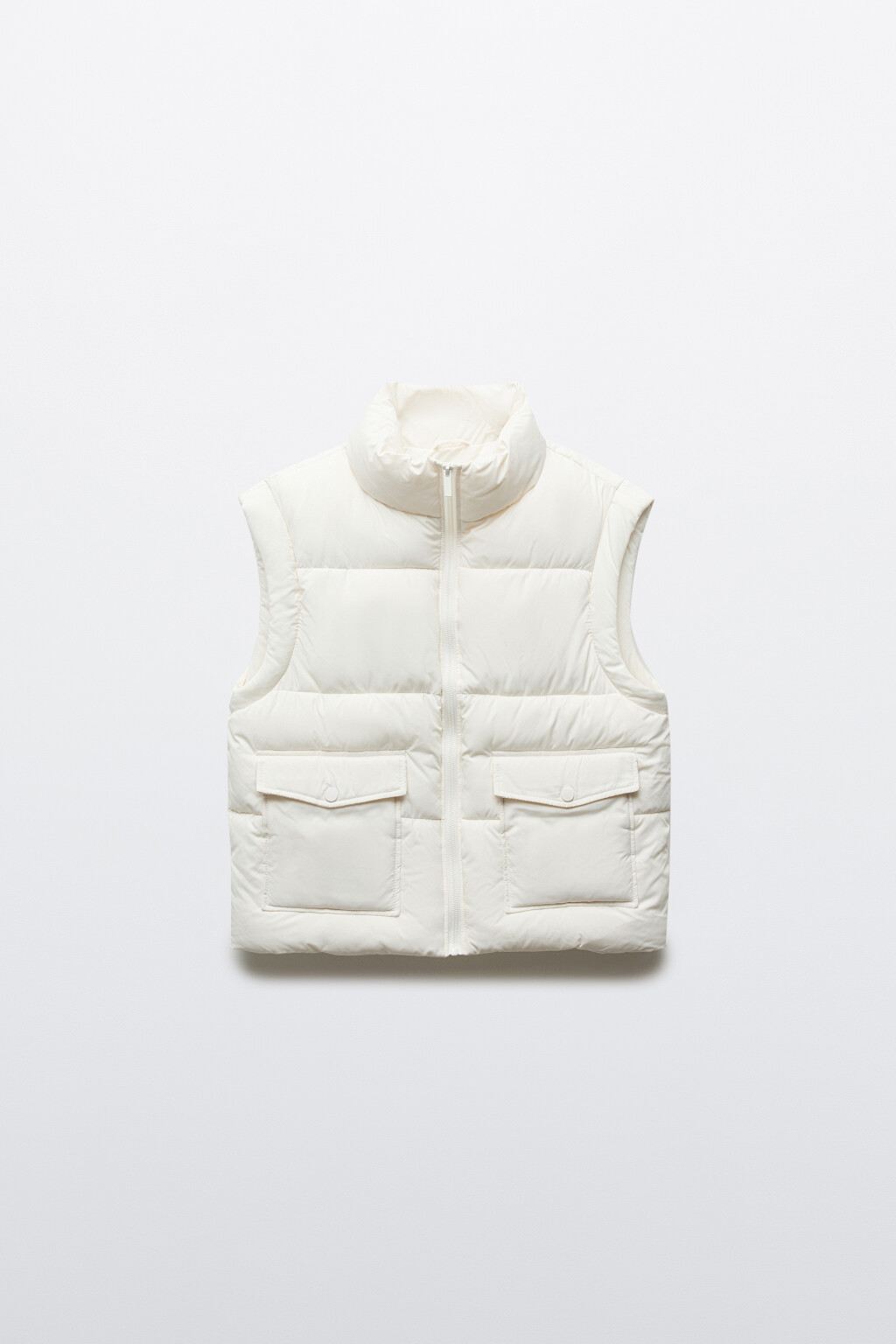 Жилет стеганый утепленный с воротником-стойкой - цвет молочный - 1