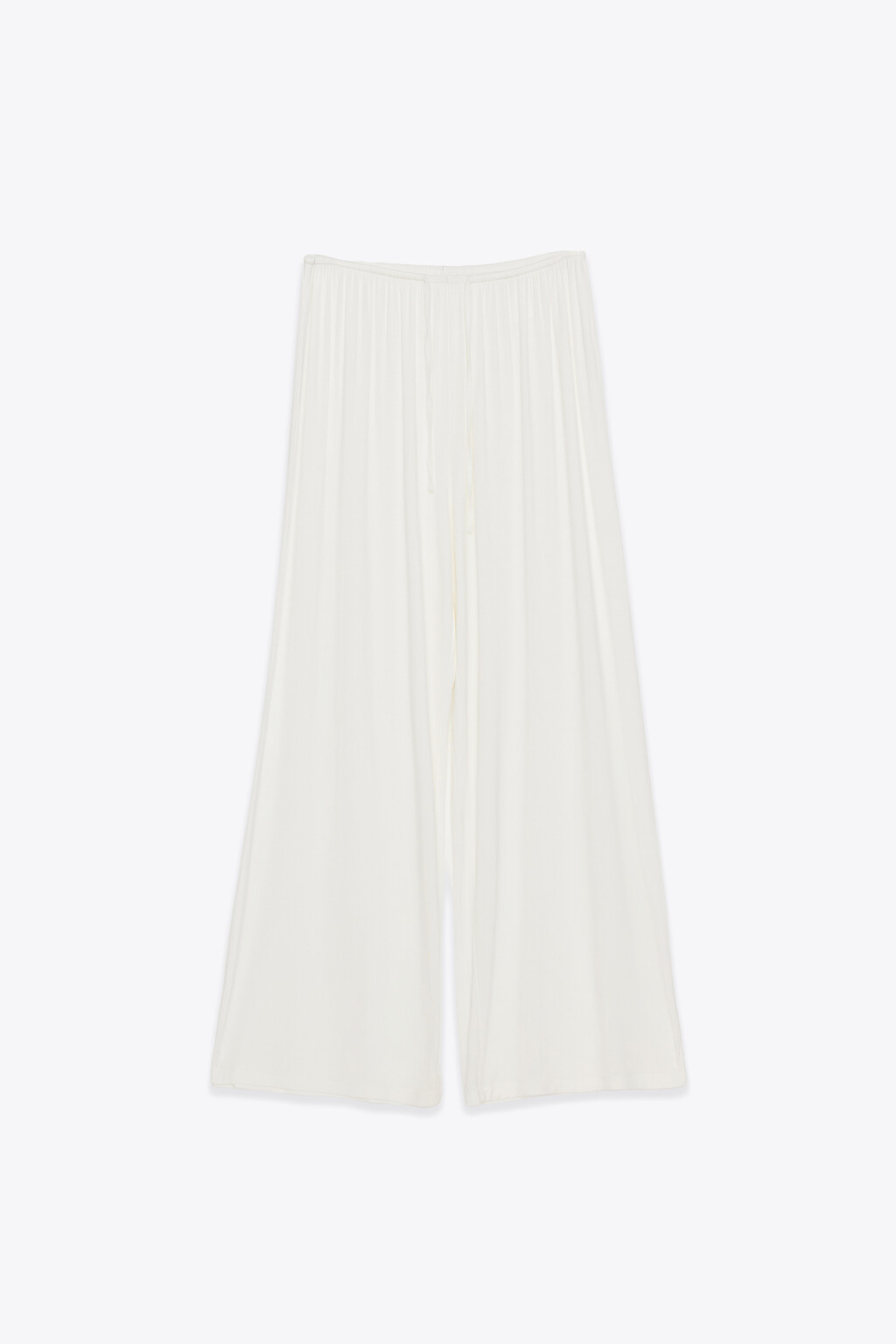 Брюки домашние вискозные широкие с высокой посадкой - цвет ванильный - 1