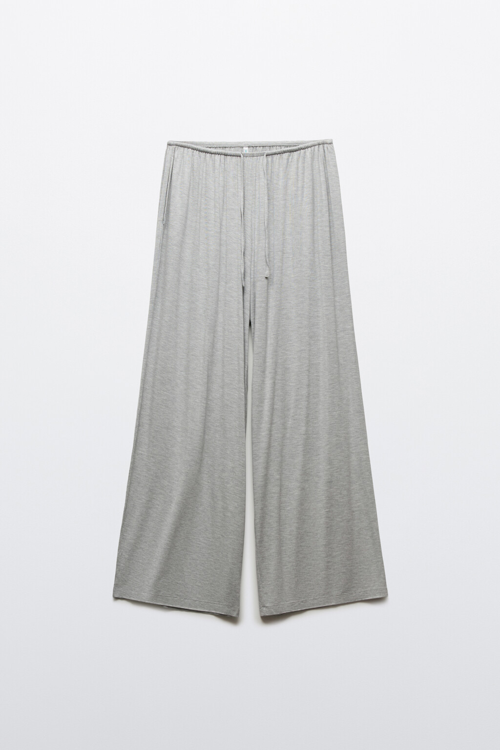 Брюки домашние вискозные широкие с высокой посадкой - цвет серый - 1