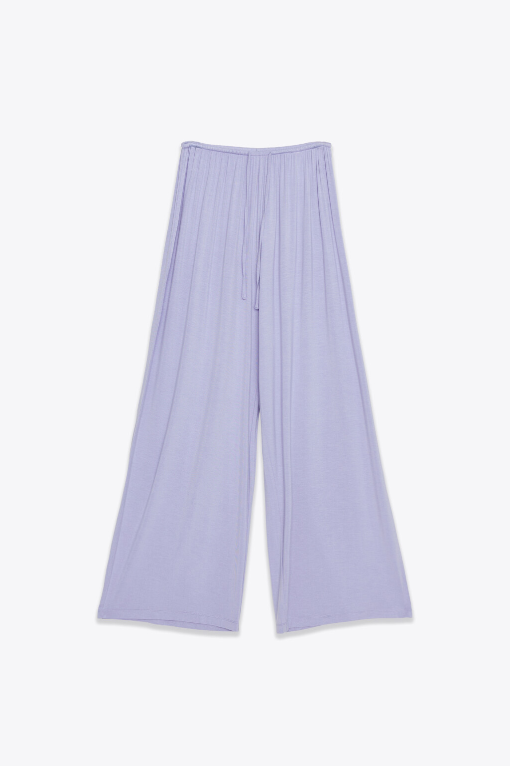 Брюки домашние вискозные широкие с высокой посадкой - цвет голубой - 1