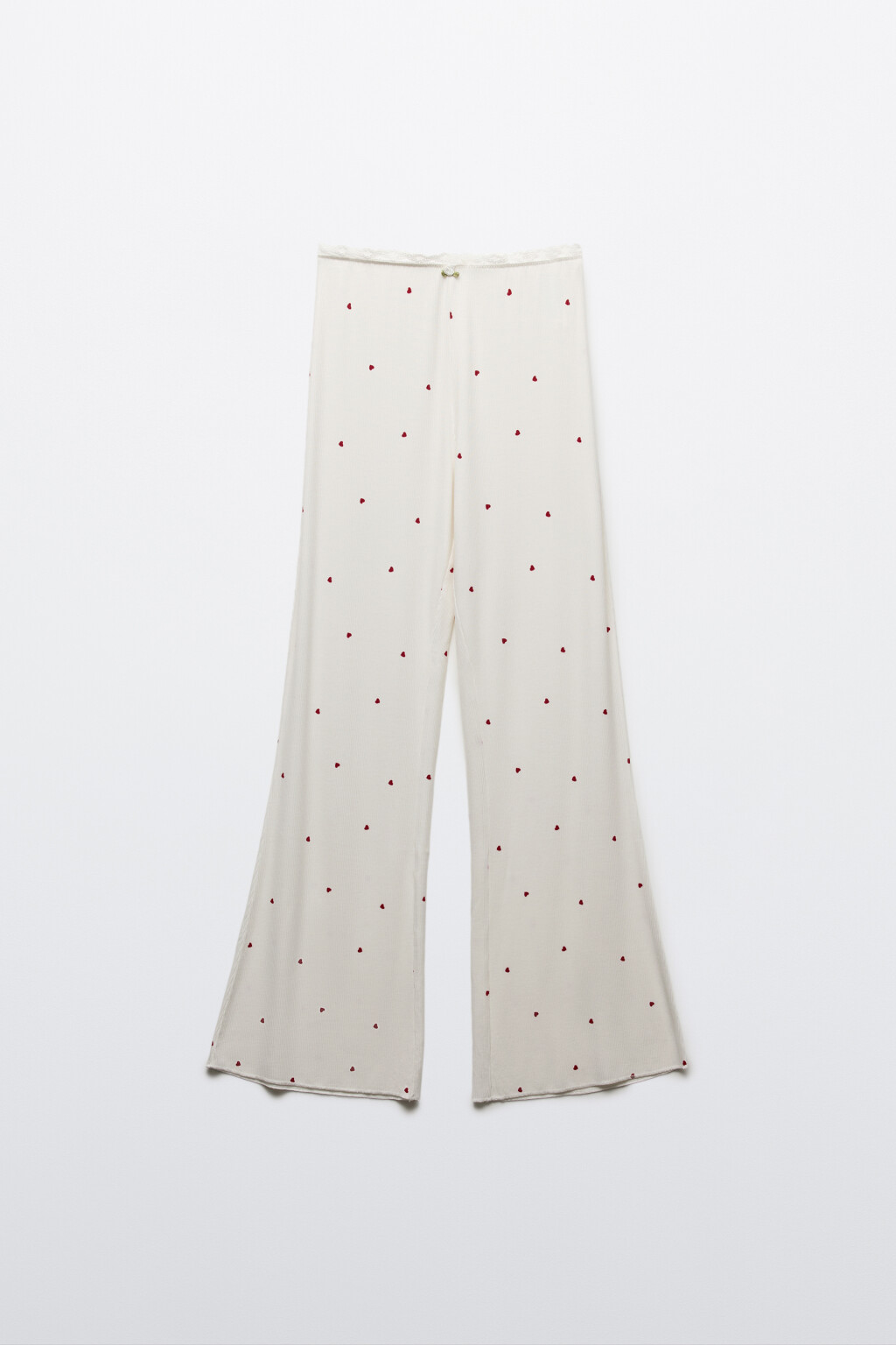 Брюки домашние вискозные в рубчик - цвет красный - 1