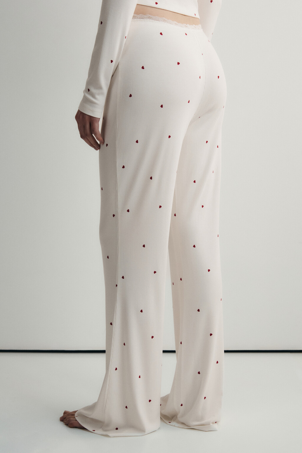 Брюки домашние вискозные в рубчик - цвет красный - 4