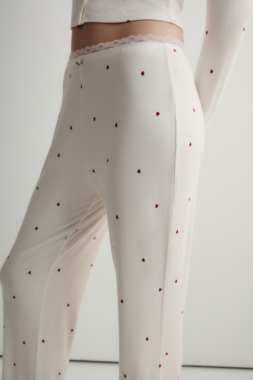 Брюки домашние вискозные в рубчик - цвет красный - 7