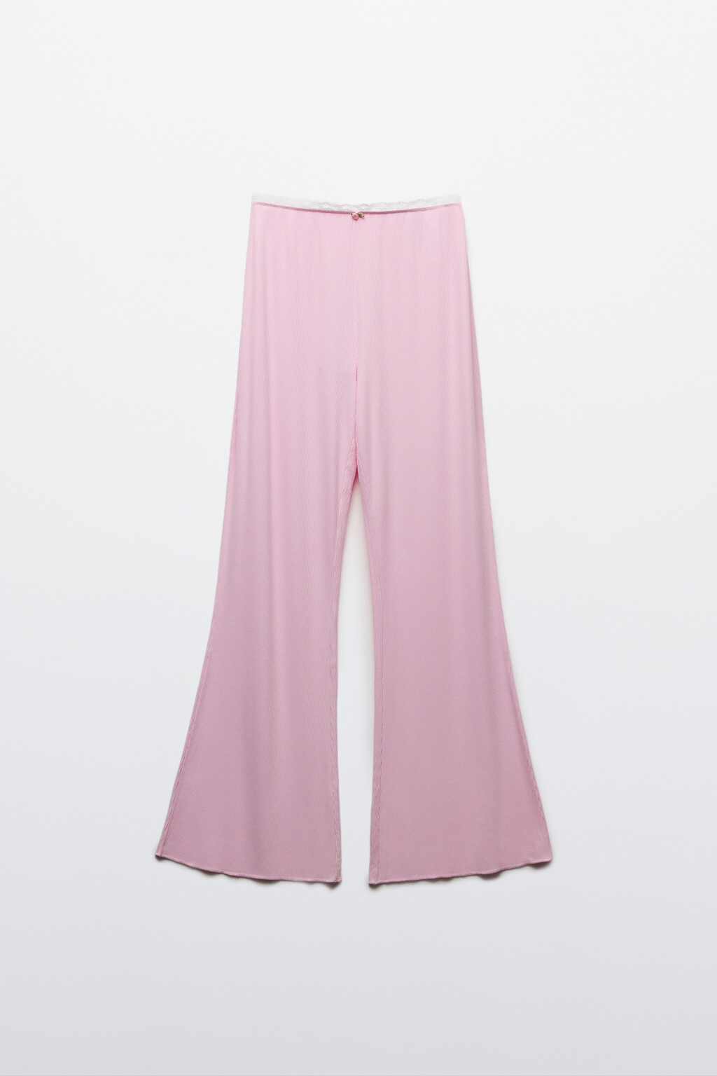 Брюки домашние вискозные в рубчик - цвет розовый - 1