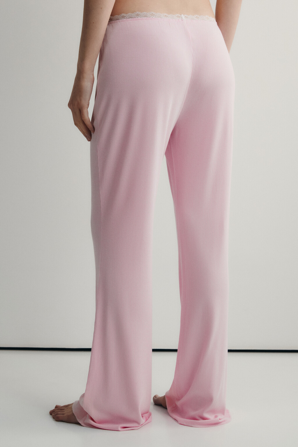 Брюки домашние вискозные в рубчик - цвет розовый - 4