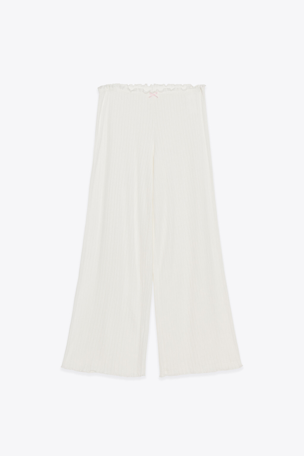 Брюки домашние хлопковые ажурные - цвет ванильный - 1