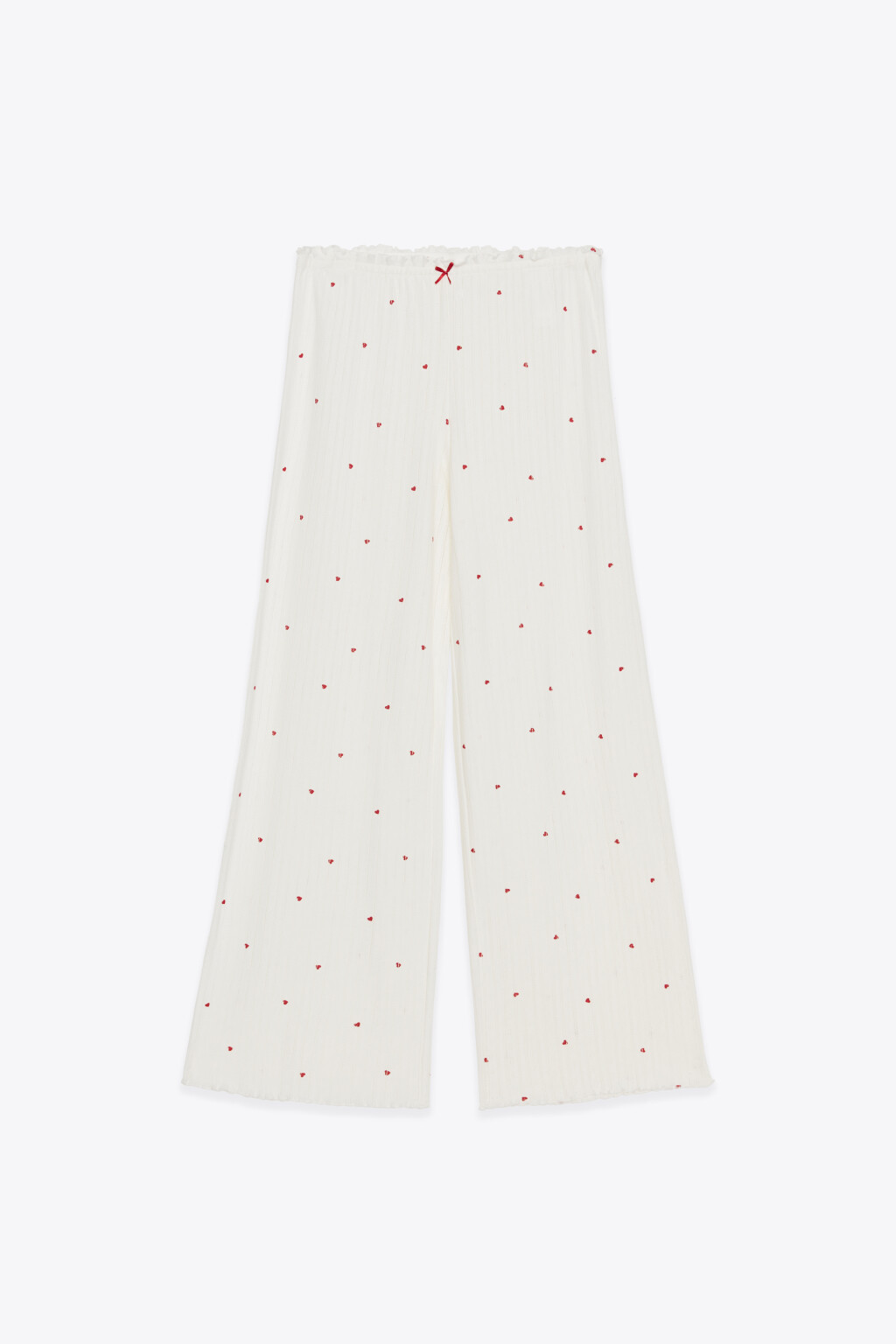 Брюки домашние хлопковые ажурные - цвет красный - 7