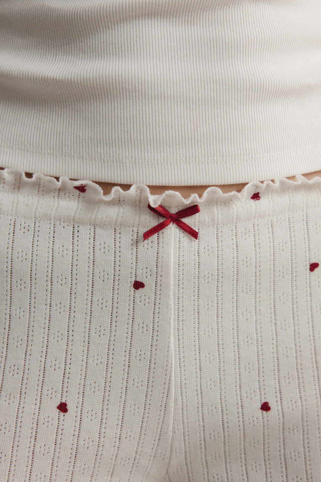 Шорты домашние хлопковые ажурные - цвет красный - 6