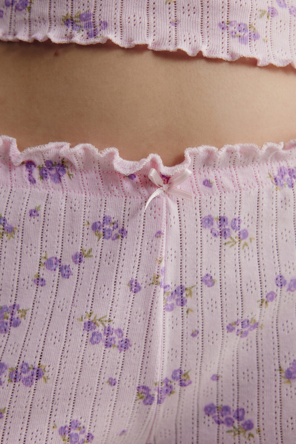 Шорты домашние хлопковые ажурные - цвет розовый - 5