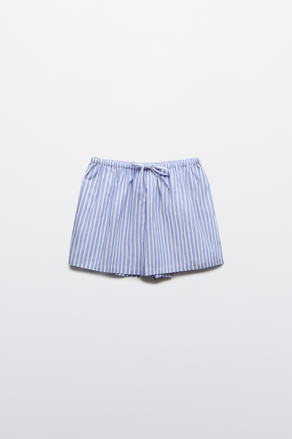 Шорты домашние хлопковые в полоску на завязках - цвет синий - 8