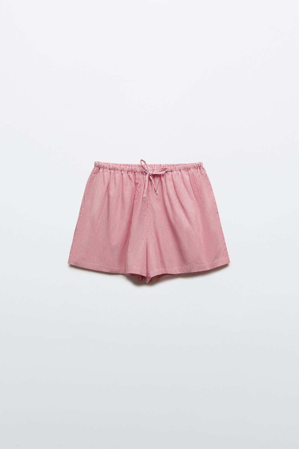 Шорты домашние хлопковые в полоску на завязках - цвет красный - 7