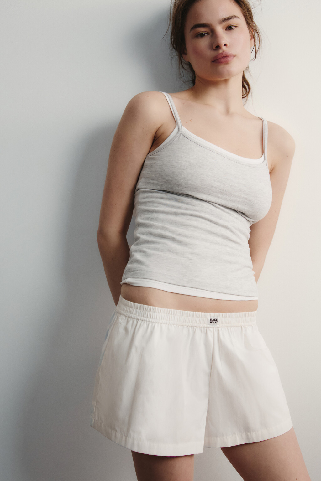 Шорты домашние со средней посадкой - цвет белый - 1