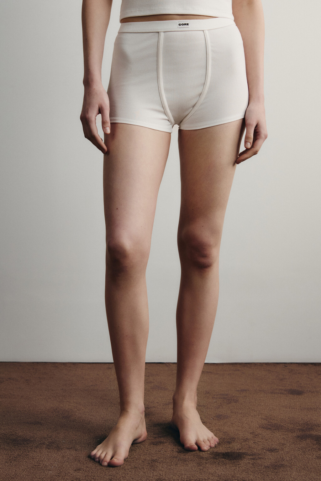 Шорты-боксеры домашние облегающие в рубчик - цвет ванильный - 2