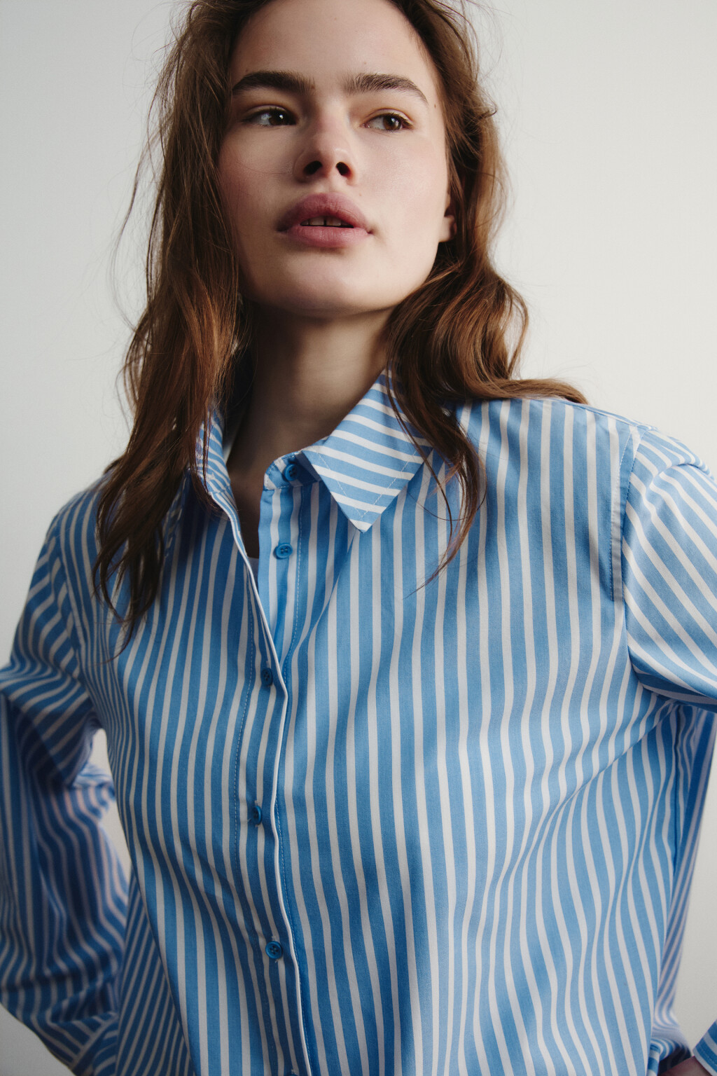 Рубашка домашняя хлопковая в полоску - цвет синий - 6