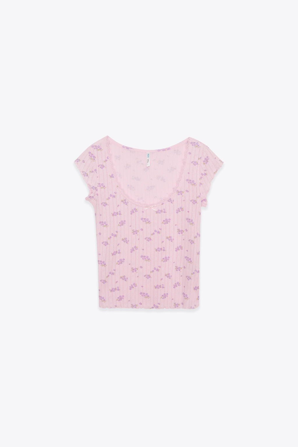 Футболка домашняя приталенная хлопковая ажурная - цвет розовый - 8