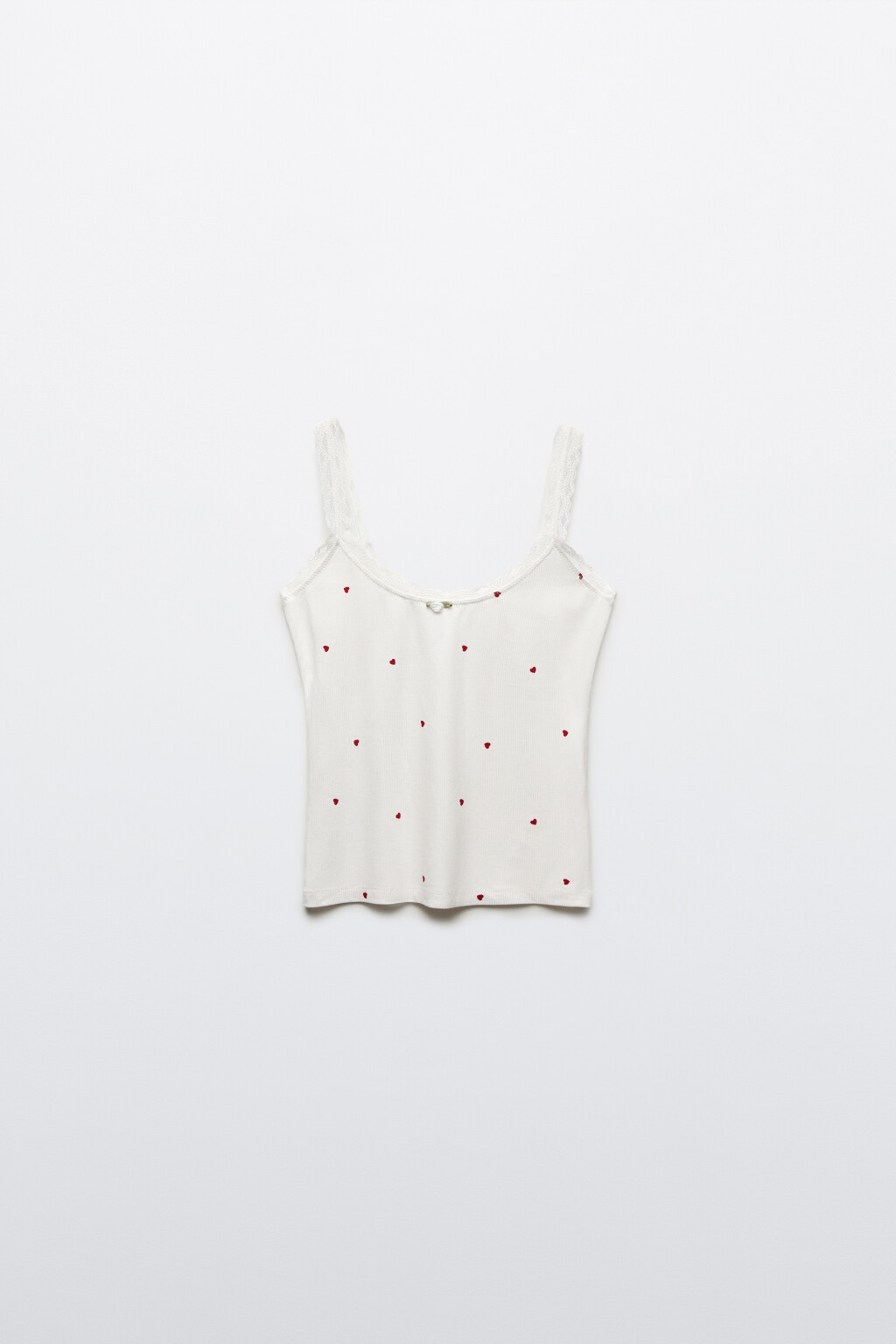 Майка домашняя вискозная приталенная с кружевом - цвет красный - 1