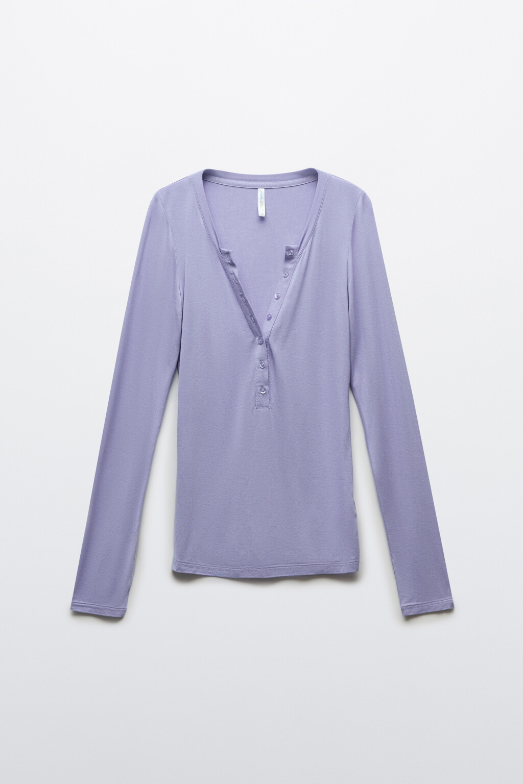 Лонгслив домашний вискозный на пуговицах - цвет голубой - 1