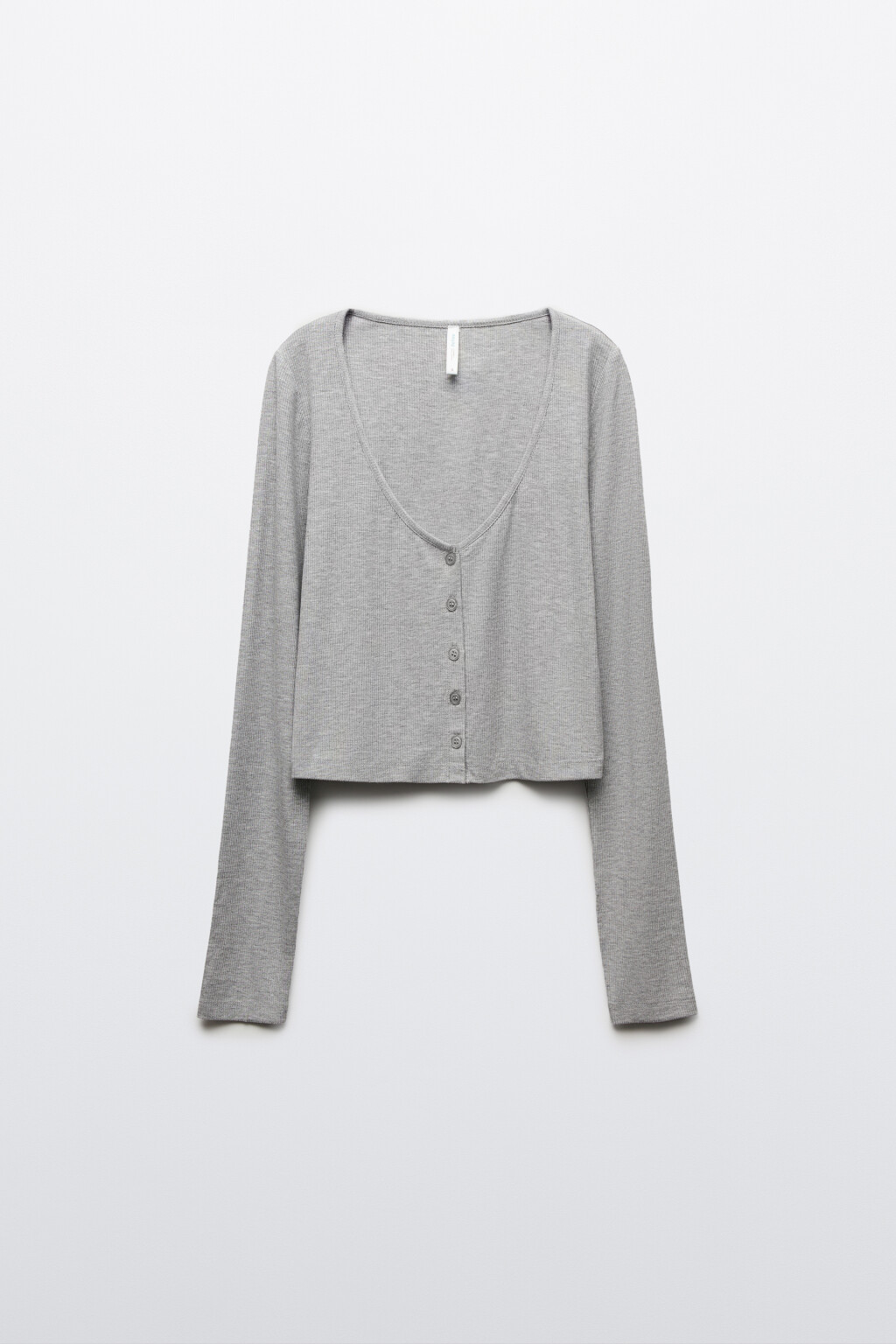 Лонгслив домашний вискозный на пуговицах - цвет серый - 1