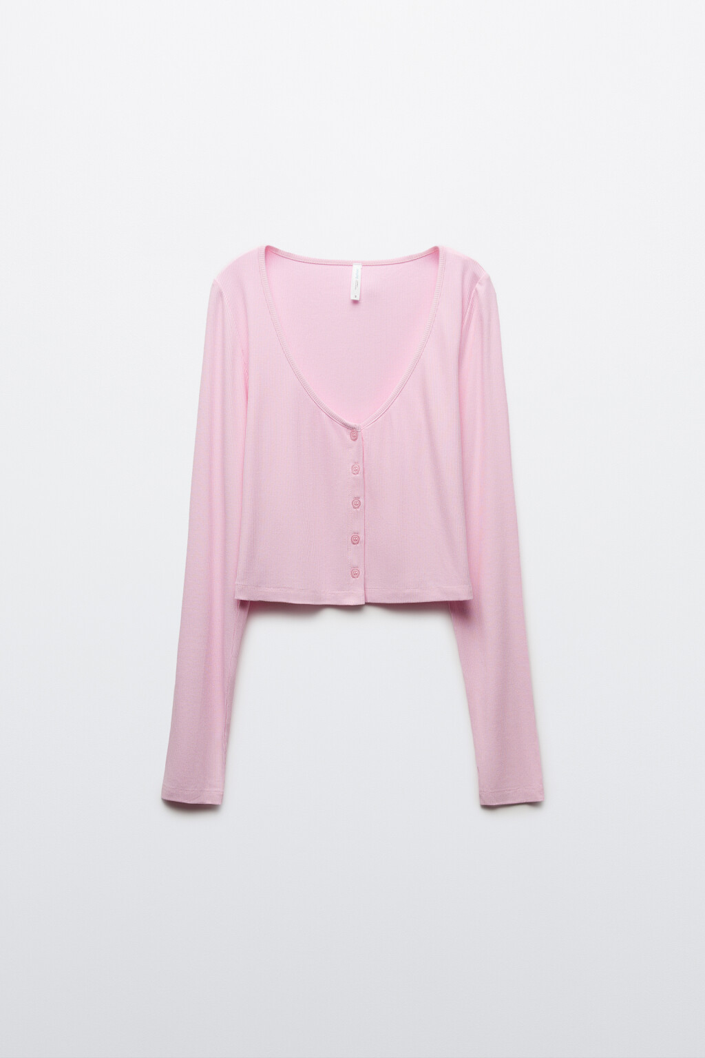 Лонгслив домашний вискозный на пуговицах - цвет розовый - 7