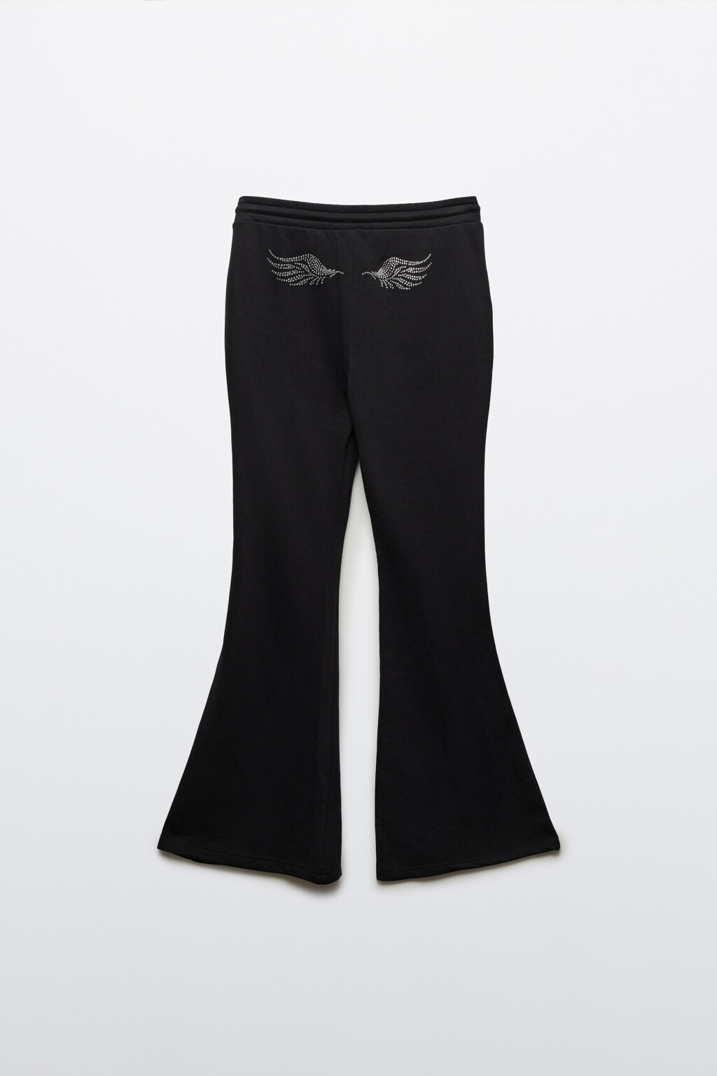 Брюки клеш с низкой посадкой и стразами на завязках - цвет черный - 9