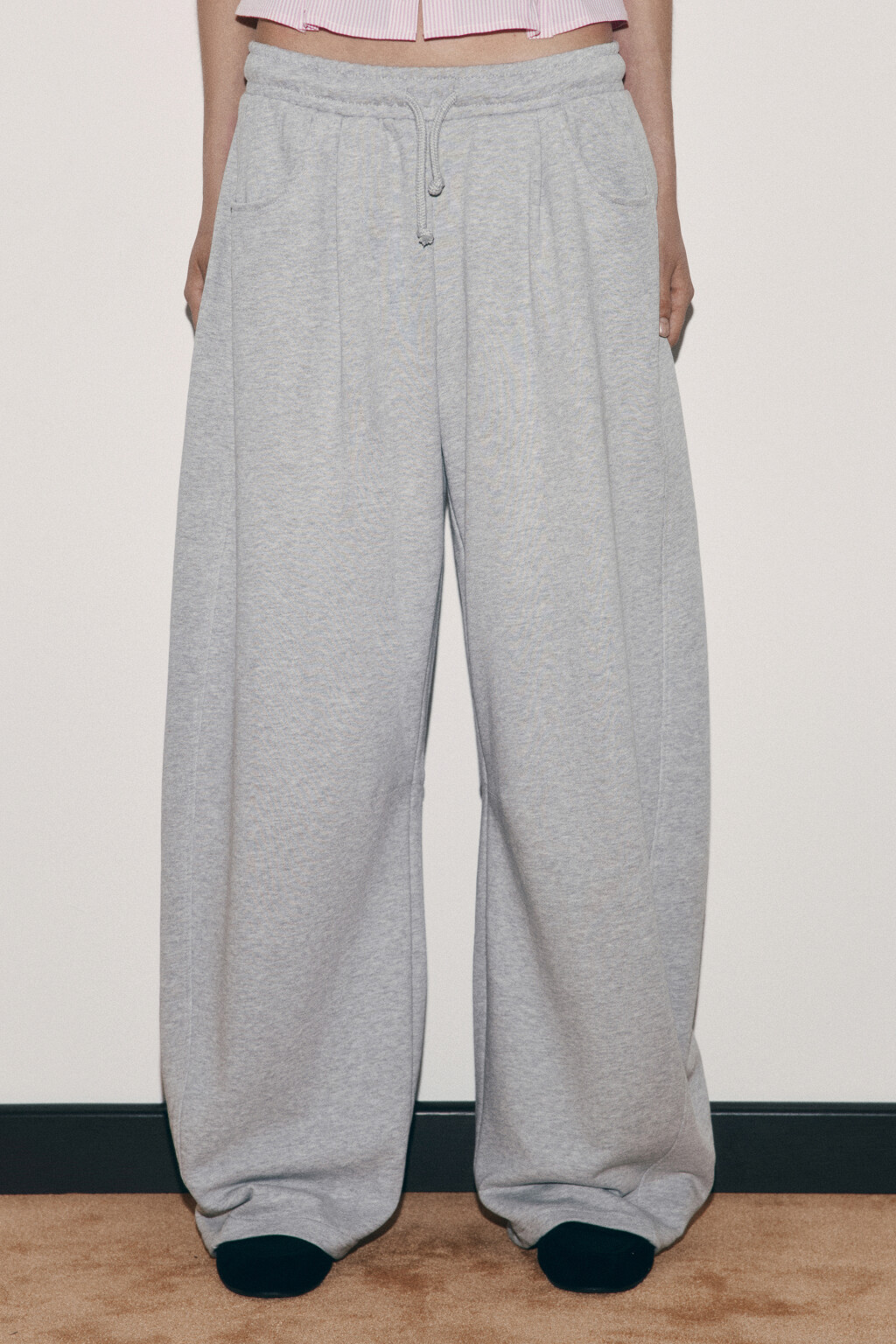 брюки barrel fit из футера со средней посадкой - цвет серый - 2