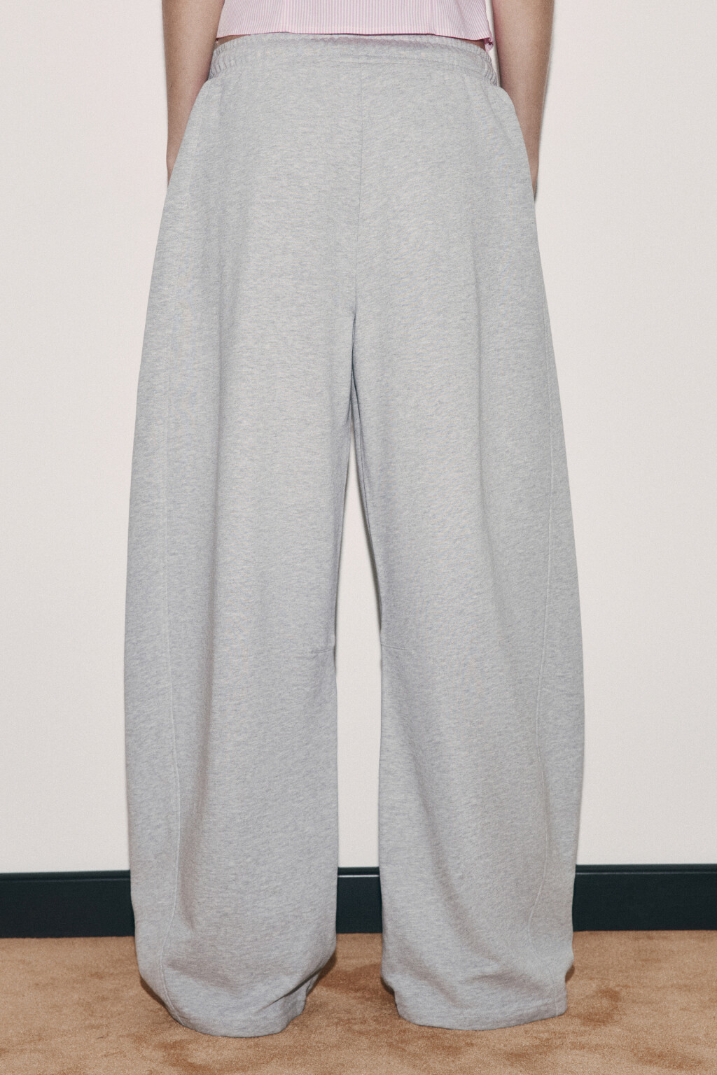 брюки barrel fit из футера со средней посадкой - цвет серый - 3