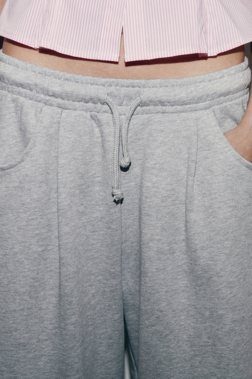 брюки barrel fit из футера со средней посадкой - цвет серый - 5