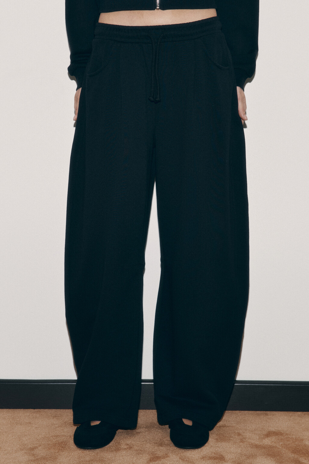 брюки barrel fit из футера со средней посадкой - цвет черный - 3