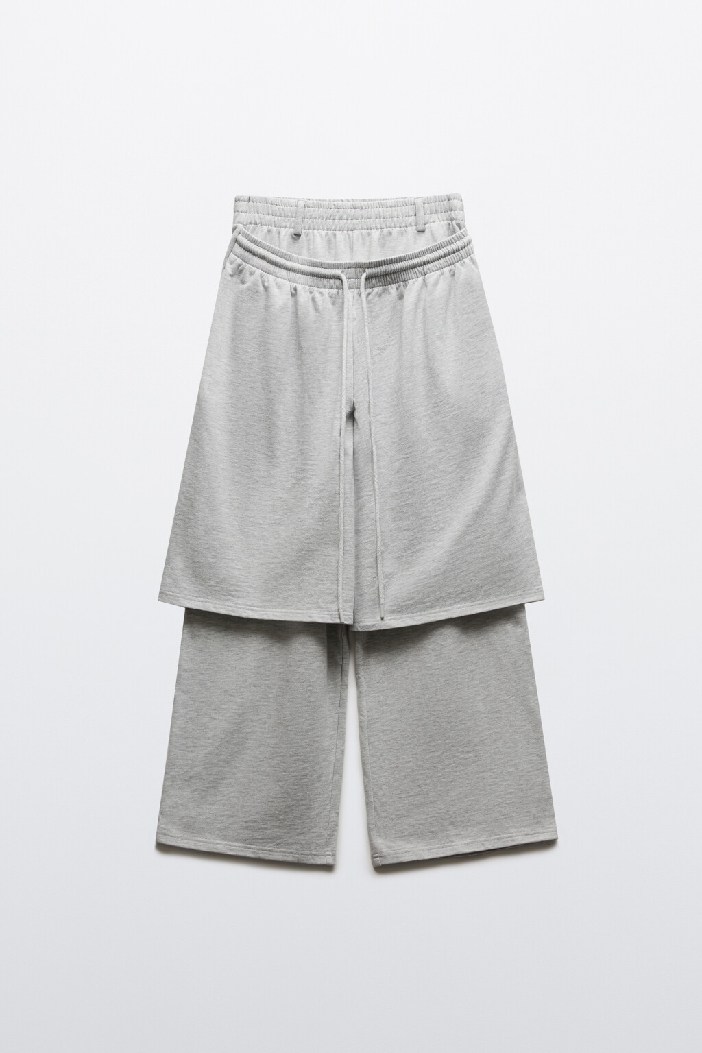 Брюки хлопковые на завязках с имитацией шорт - цвет серый - 8