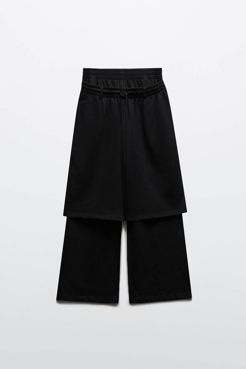 Брюки хлопковые на завязках с имитацией шорт - цвет черный - 7