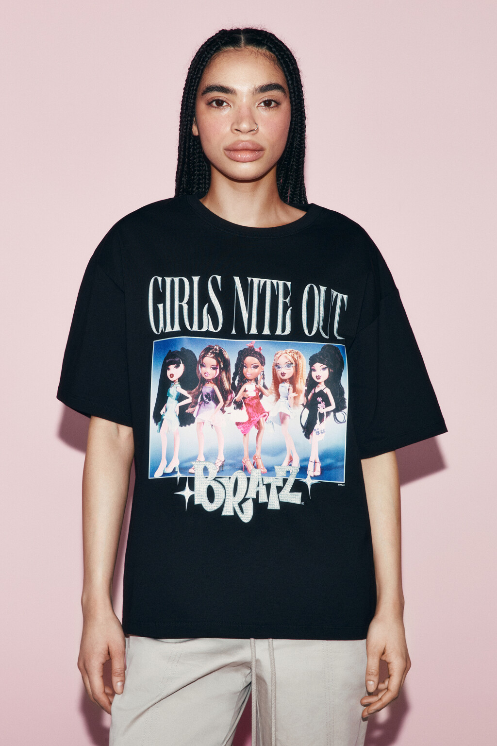 Футболка хлопковая оверсайз с принтом - цвет черный - 3