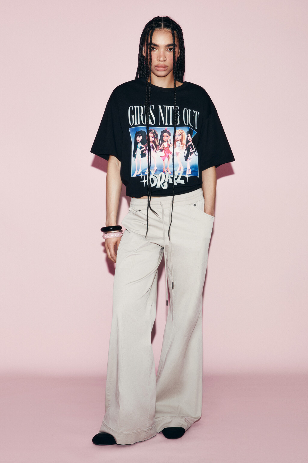 Футболка хлопковая оверсайз с принтом - цвет черный - 5