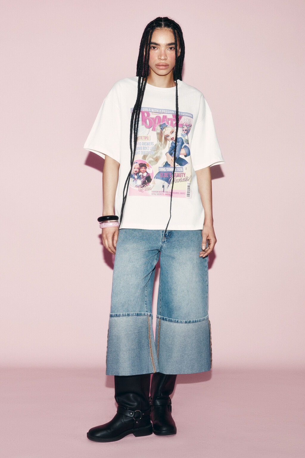 Футболка хлопковая оверсайз с принтом - цвет бежевый - 5