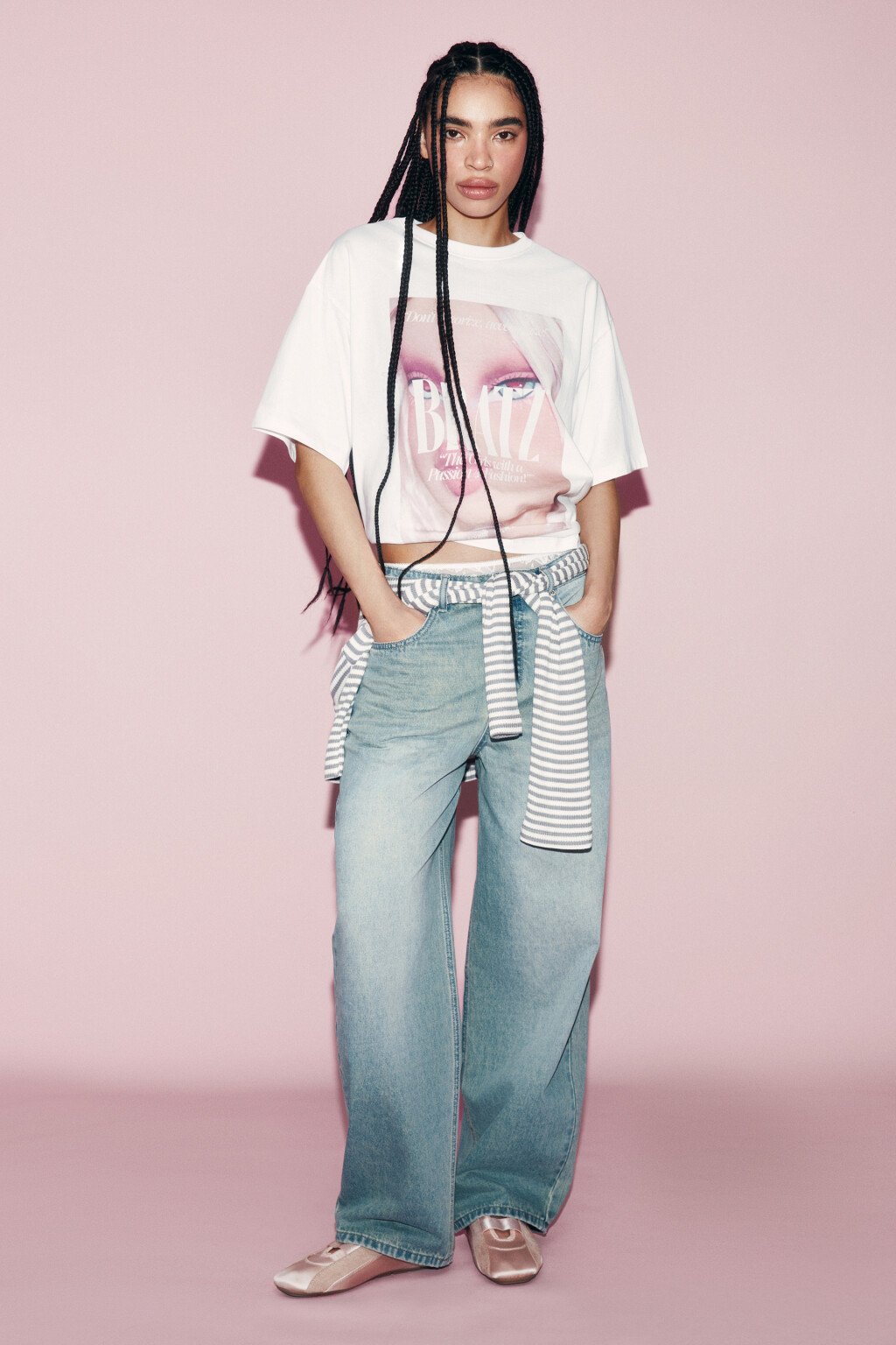 Футболка хлопковая оверсайз с принтом - цвет белый - 6